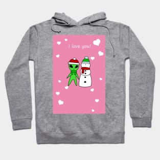 I Love You - Alien and Snowman Hoodie